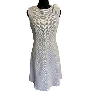 Harvey Faircloth Seersucker A-line sleeveless dress womens blue and white size 4